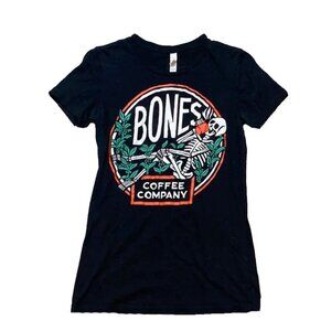 Bones Coffee Skeleton Logo Graphic Tee Black Women’s Medium